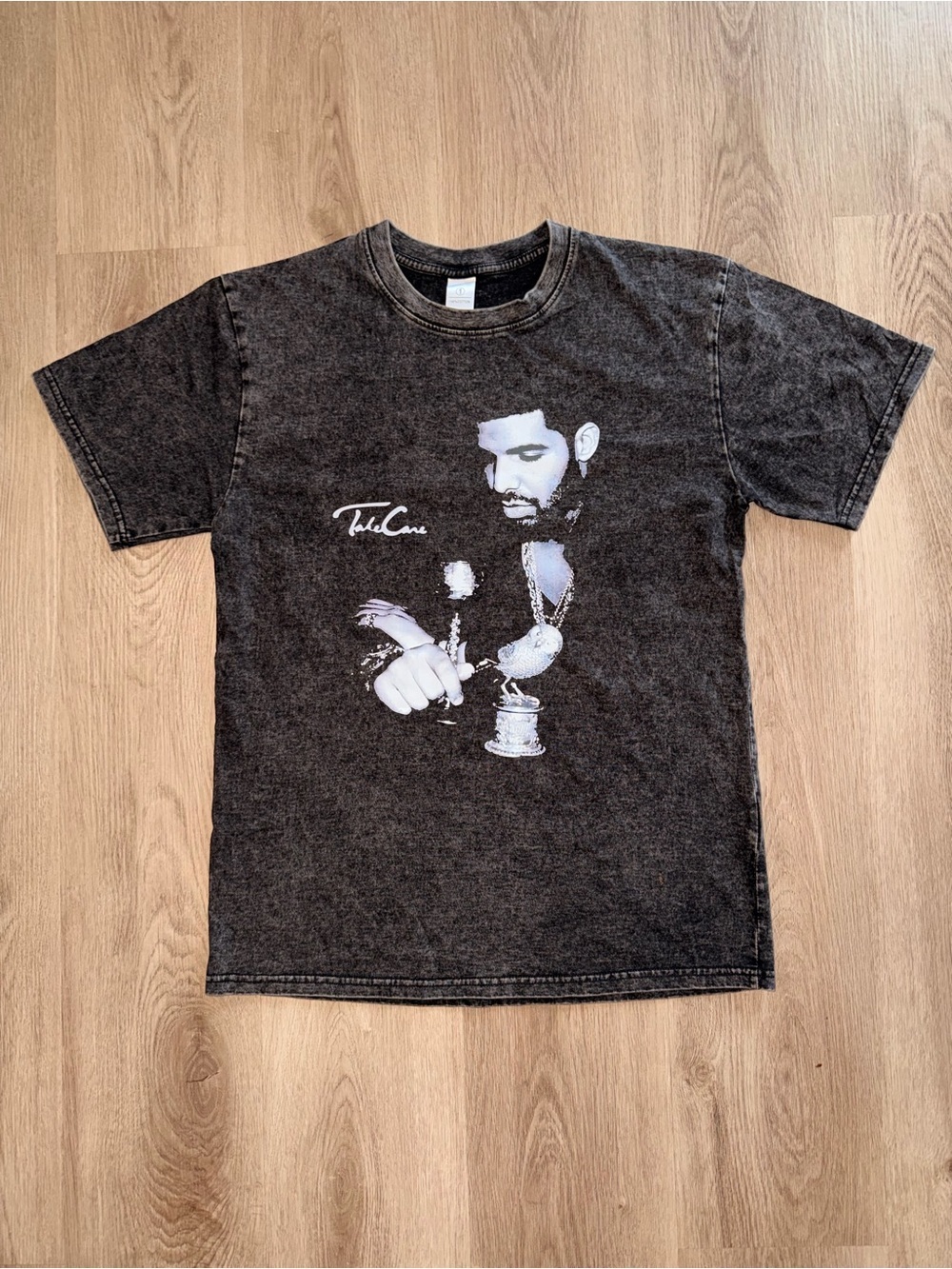 Drake Acid Wash Graphic Tee Oversized Streetwear Rap Tee Vintage Wash T-Shirt